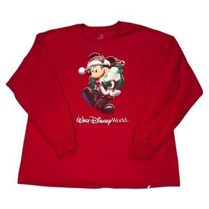 Disneyland Resort Walt Disney World Hanes XL Red Mickey Christmas Sweatshirt 100